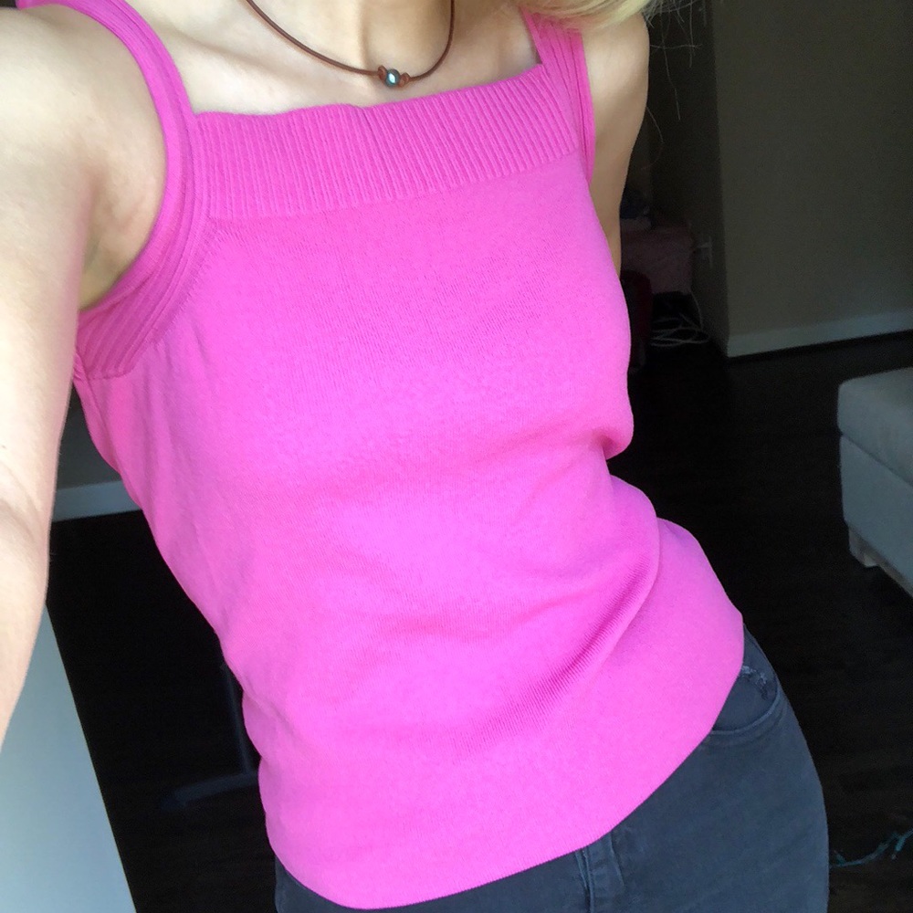 Hot pink straight neck top